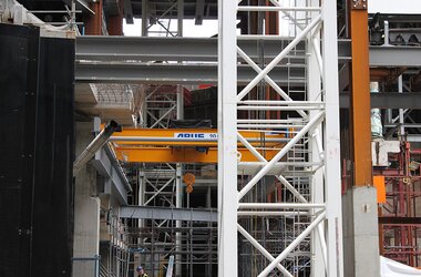 ABUS ZLK double girder overhead travelling crane in London skyscraper 