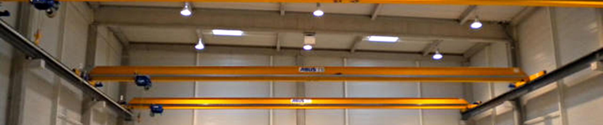 Three ABUS single girder overhead travelling cranes ELK with monorail trolley type E