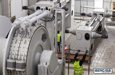 IBERCISA employees building a ship part in production hall in Spain 