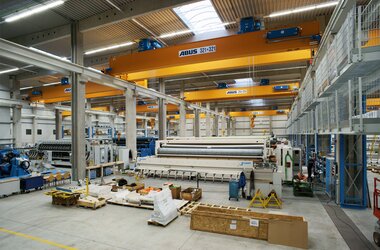  ABUS cranes with double rail trolleys in use as lifting gear