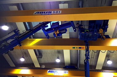 Assembly of an auxiliary hoist on double girder travelling crane in Brunvoll company