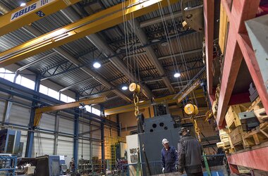 25 cranes at all stages of metal production at Konepaja Enne Oy in Finland