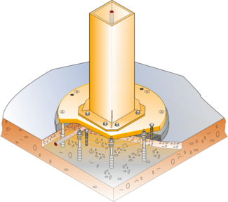 Fixing with dowel plate on a concrete floor/ceiling