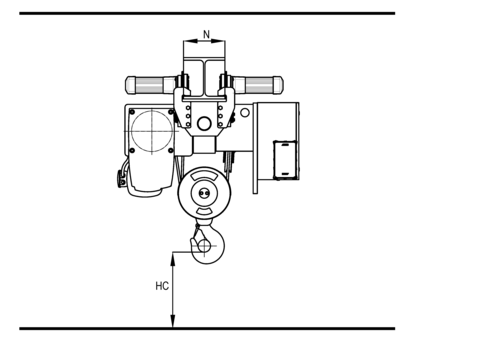 Detailed, side sketch bottom flange trolley U